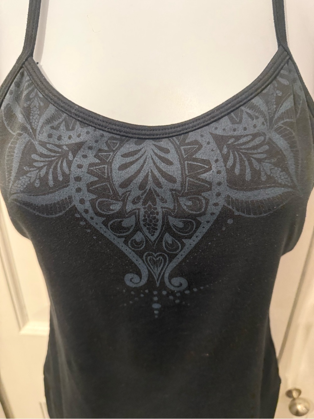 Prana Black Tank Top with gray Print